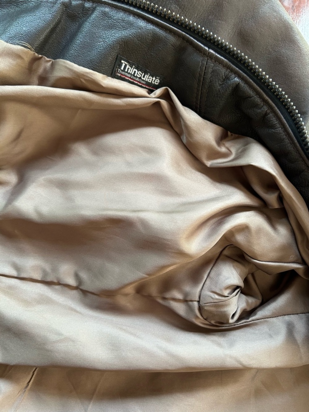 Vintage Lands' End Men's Brown Leather Bomber Jacket - Picture 7 of 10